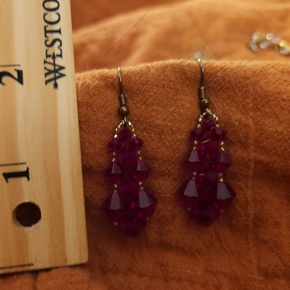 Vintage 1970s 1980s Ruby Red Swarovski Crystal Dangle Earrings - Picture 11 of 11